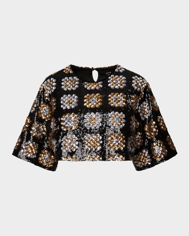 Sequined Stretch Crop Top